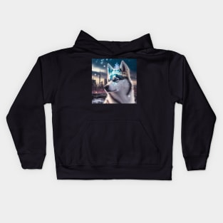 Shimmering Siberian Husky Kids Hoodie